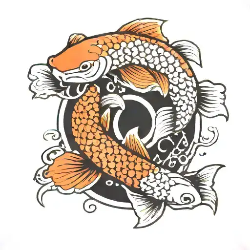 anchor and yin yang koi fish tattoo design idea
