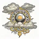 sun shining clouds tattoo design idea
