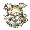 sun shining clouds tattoo design idea