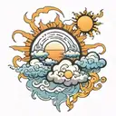 sun shining clouds tattoo design idea