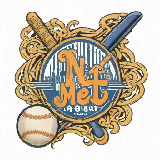 A New York Mets logo intertwined with baseball stitches tattoo design idea