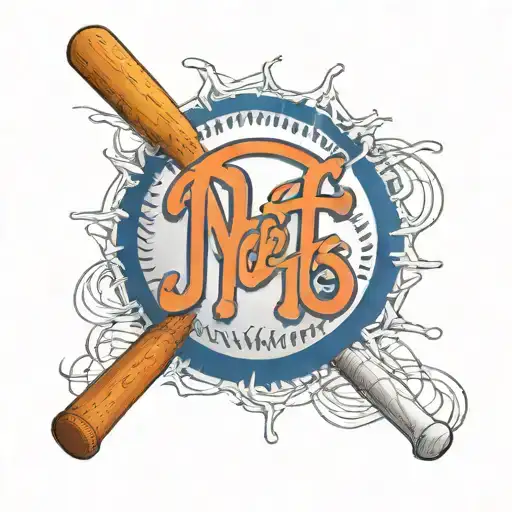 A New York Mets logo intertwined with baseball stitches tattoo design idea