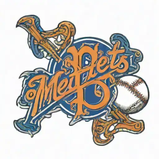 A New York Mets logo intertwined with baseball stitches tattoo design idea