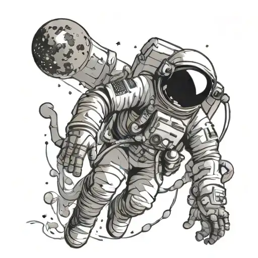 An astronaut exploring a cosmic jazz club inspired by Dave Brubeck's music tattoo design idea