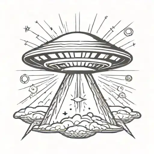 UFO beam tattoo design idea
