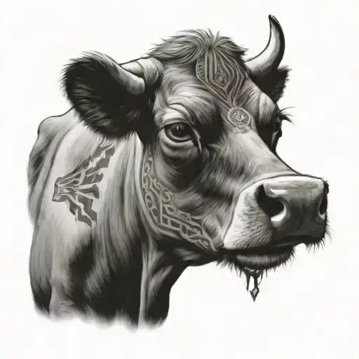 UFO beaming cow tattoo design idea