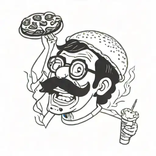 A tattoo of Bob Belcher from Bobs Burgers cooking up a delicious burger tattoo design idea