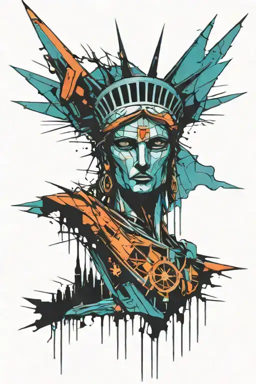 Evil Robot Statue of Liberty tattoo design idea
