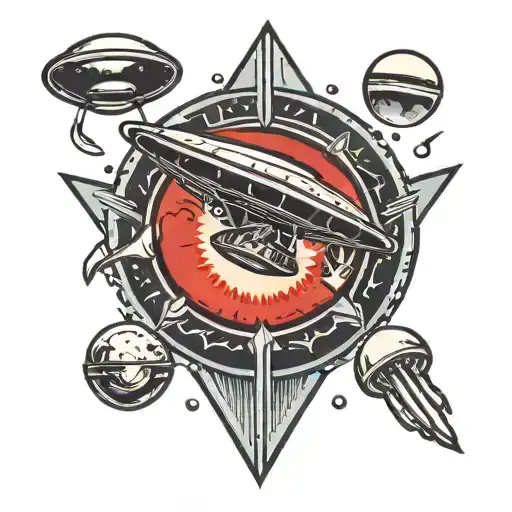 ufo abducting human tattoo design idea