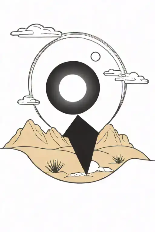 A tattoo of a single UFO abduction beam over a desert landscape tattoo design idea