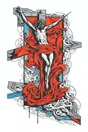 A design featuring a unique interpretation of the crucifixion scene tattoo design idea