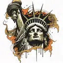 A unique design of a weeping Statue of Liberty, capturing the grief and tears of America tattoo design idea