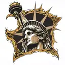 A unique design of a weeping Statue of Liberty, capturing the grief and tears of America tattoo design idea