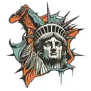 A unique design of a weeping Statue of Liberty, capturing the grief and tears of America tattoo design idea