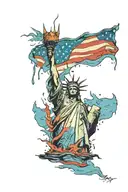 A unique design of a weeping Statue of Liberty, capturing the grief and tears of America tattoo design idea