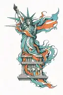 A unique design of a weeping Statue of Liberty, capturing the grief and tears of America tattoo design idea