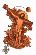 Jesus on the cross with an eclipse in the background  tattoo design idea