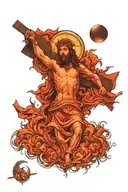 Jesus on the cross with an eclipse in the background  tattoo design idea