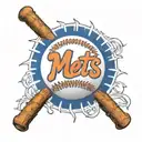 A New York Mets logo intertwined with baseball stitches tattoo design idea