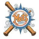 A New York Mets logo intertwined with baseball stitches tattoo design idea