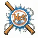 A New York Mets logo intertwined with baseball stitches tattoo design idea