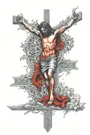 A design featuring a unique interpretation of the crucifixion scene tattoo design idea