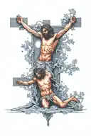 A design featuring a unique interpretation of the crucifixion scene tattoo design idea