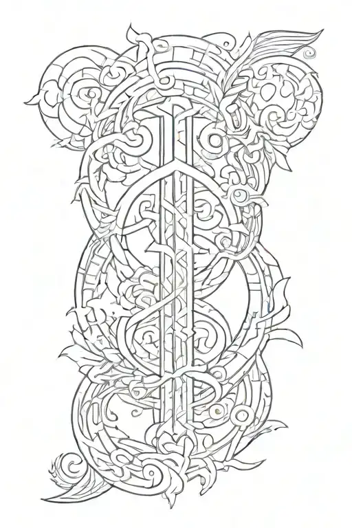 Rune and Symbol of Turkish tradition tattoo design idea
