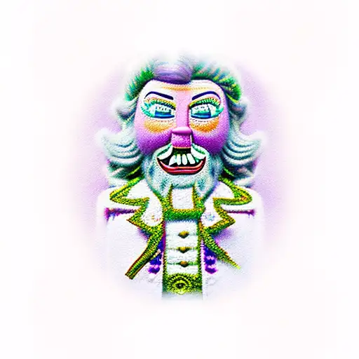 Nutcracker in a purple and green crochet design tattoo design idea