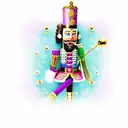 Nutcracker in a purple and green crochet design tattoo design idea