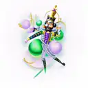Nutcracker in a purple and green crochet design tattoo design idea