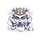 Nutcracker in a purple and green crochet design tattoo design idea