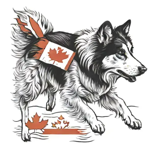 Canadian flag and sheepdog tattoo design idea