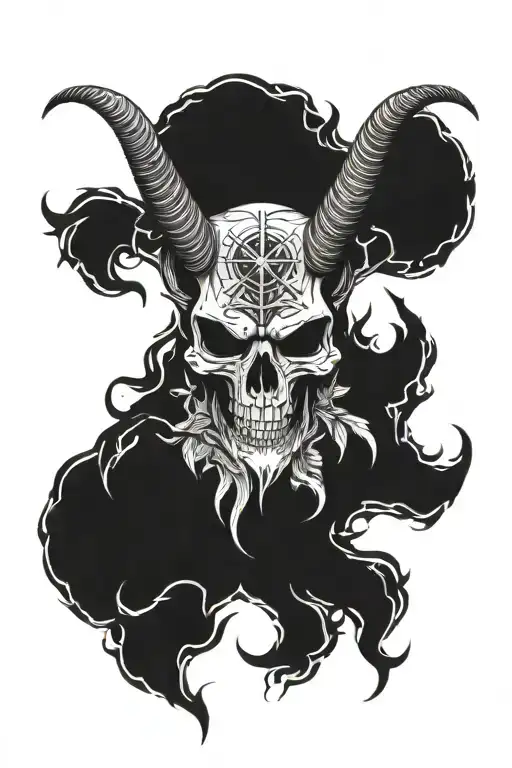 baphomet skull tattoo design idea
