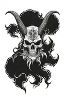 baphomet skull tattoo design idea