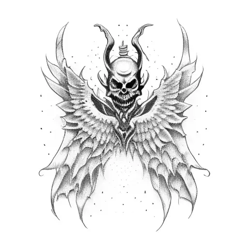 Scary Demon with wings  tattoo design idea