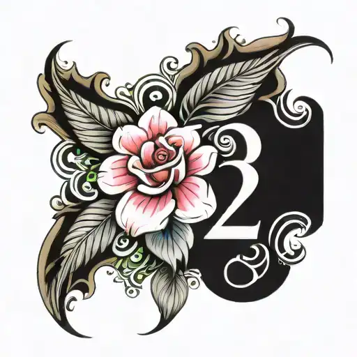 feminine 222 numbers tattoo design idea