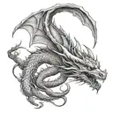 dragon heaf half alive half dead tattoo design idea