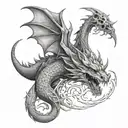dragon heaf half alive half dead tattoo design idea