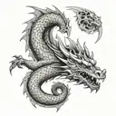 dragon heaf half alive half dead tattoo design idea