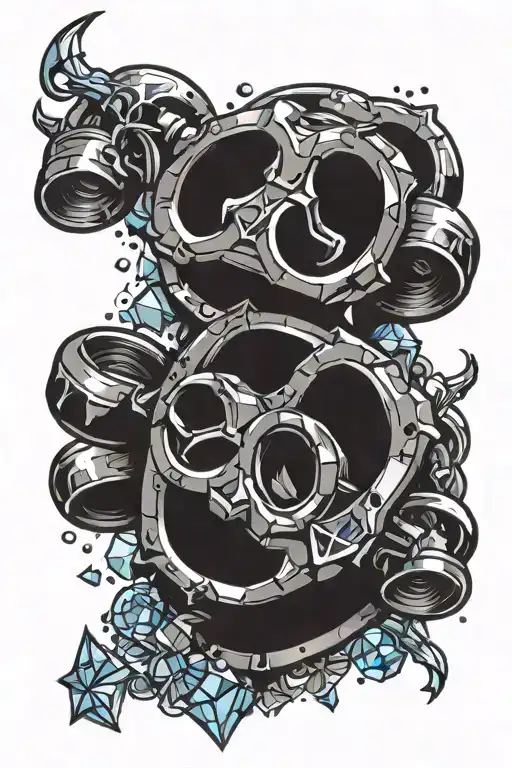 diamonds and brass knuckles n the background tattoo design idea