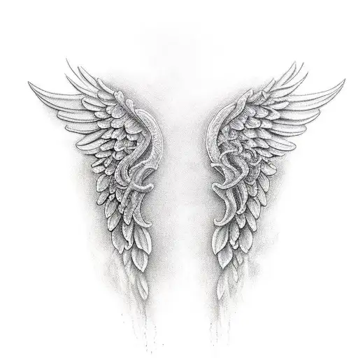 angel wings made of roots  tattoo design idea