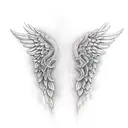angel wings made of roots  tattoo design idea