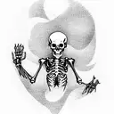 skeletal monk on fire tattoo design idea