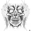 skeletal monk on fire tattoo design idea