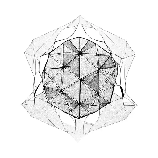 icosahedron breaking apart into pieces tattoo design idea