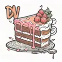 cartoon slice of  cake with DWS initials   tattoo design idea