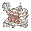 cartoon slice of  cake with DWS initials   tattoo design idea