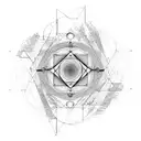 An abstract representation of the interconnectedness of nature and philosophy, with flowing lines and geometric shapes tattoo design idea