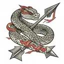rattlesnake wrapped around red tipped arrow  tattoo design idea